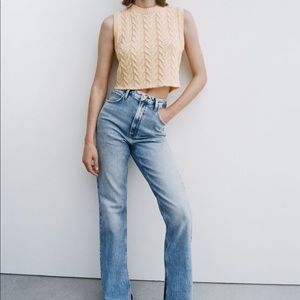 Zara cropped knit sweater vest in yellow